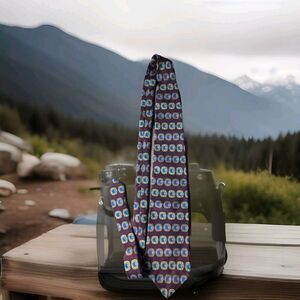 CHRISTIAN DIOR Canada Made Vintage Deep Burgundy Blue‎ Gold Design Men Silk Tie